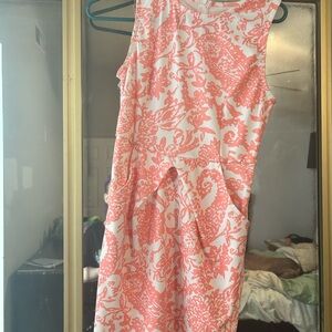 Floral Coral Sleeveless Dress